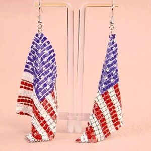 US Flag Mesh Metal Earrings
